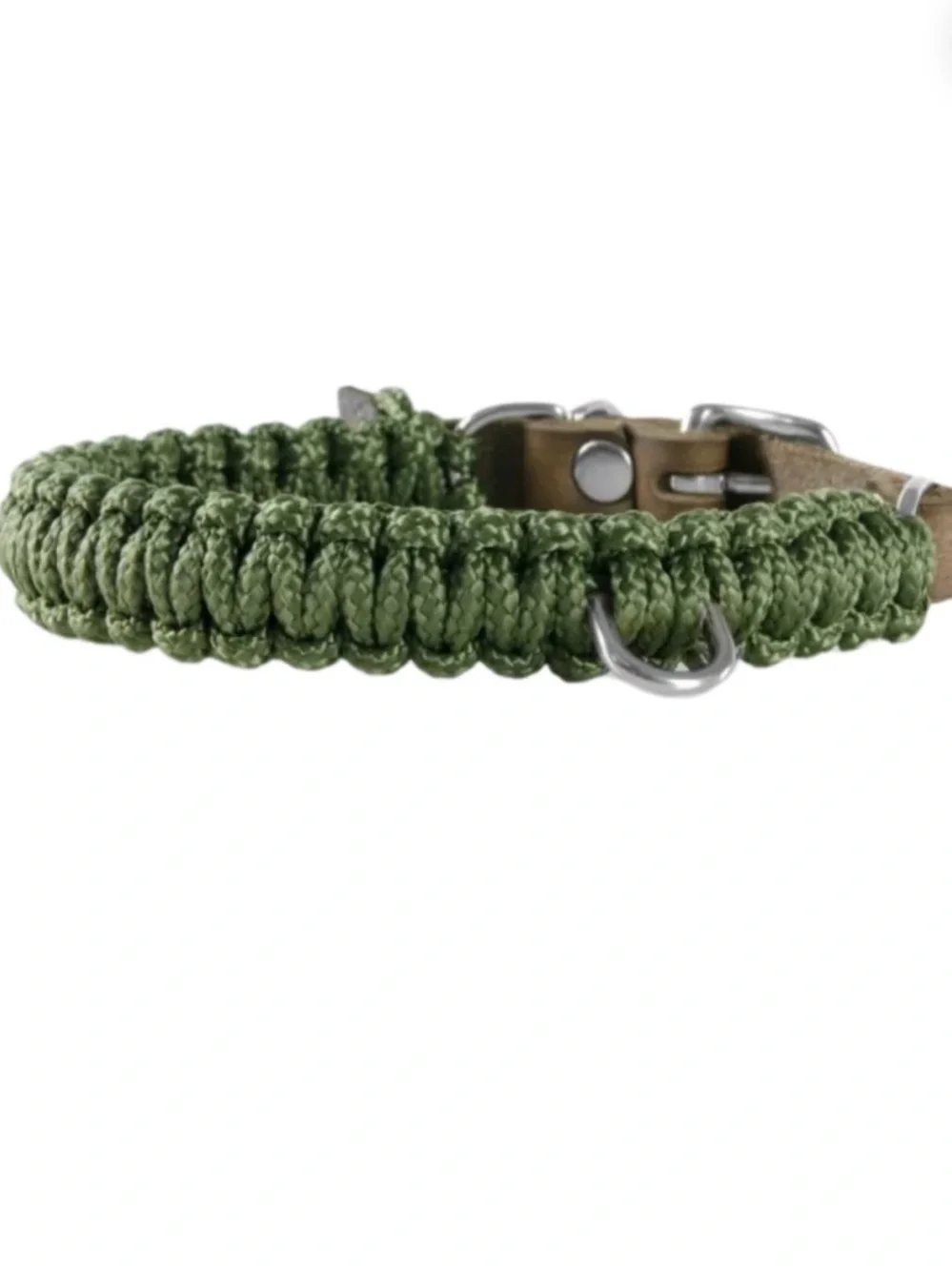 Molly & Stitch Touch of Leather Dog Collar Size M - military and brass